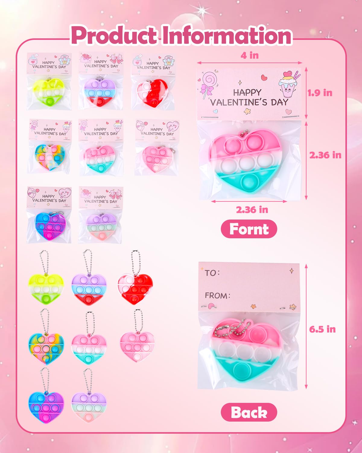 BVCNIG valentines day cards with attached fidget toys for celebrations.