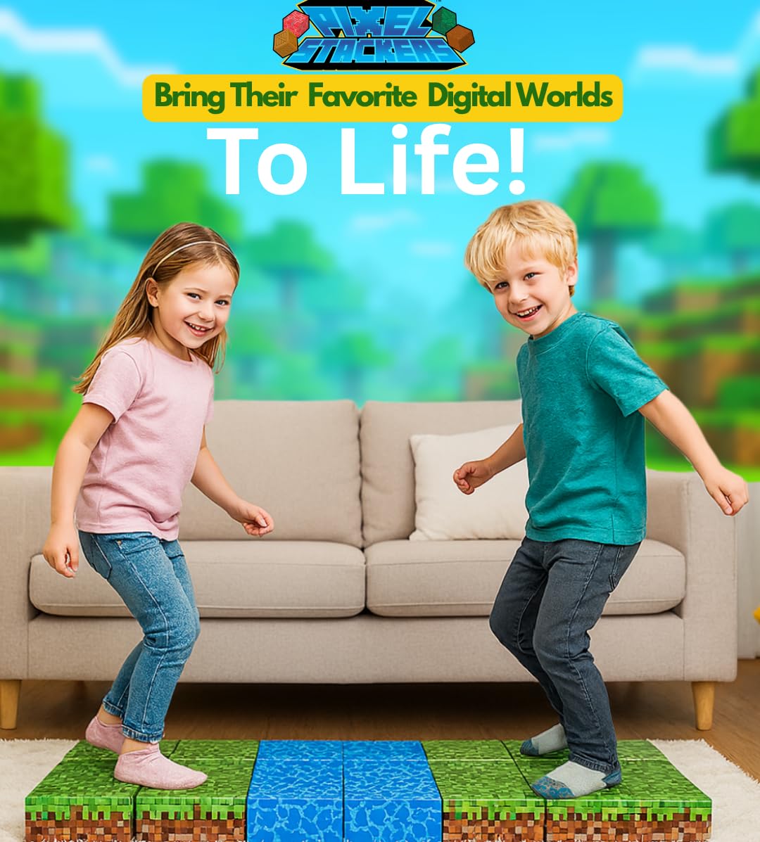 BVGME PixelStackers lightweight cardboard blocks are easy to handle and stack