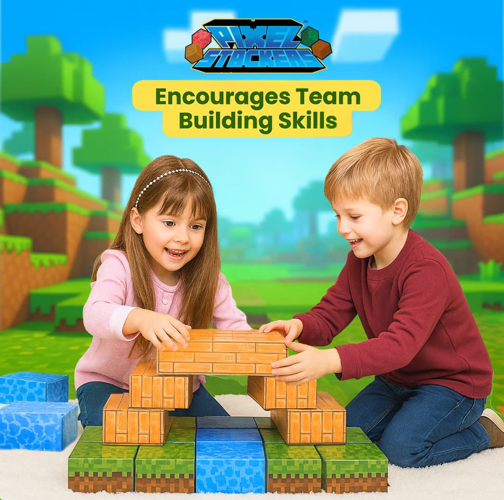 BVGME PixelStackers sturdy cardboard blocks provide durable, reusable play for home and classroom