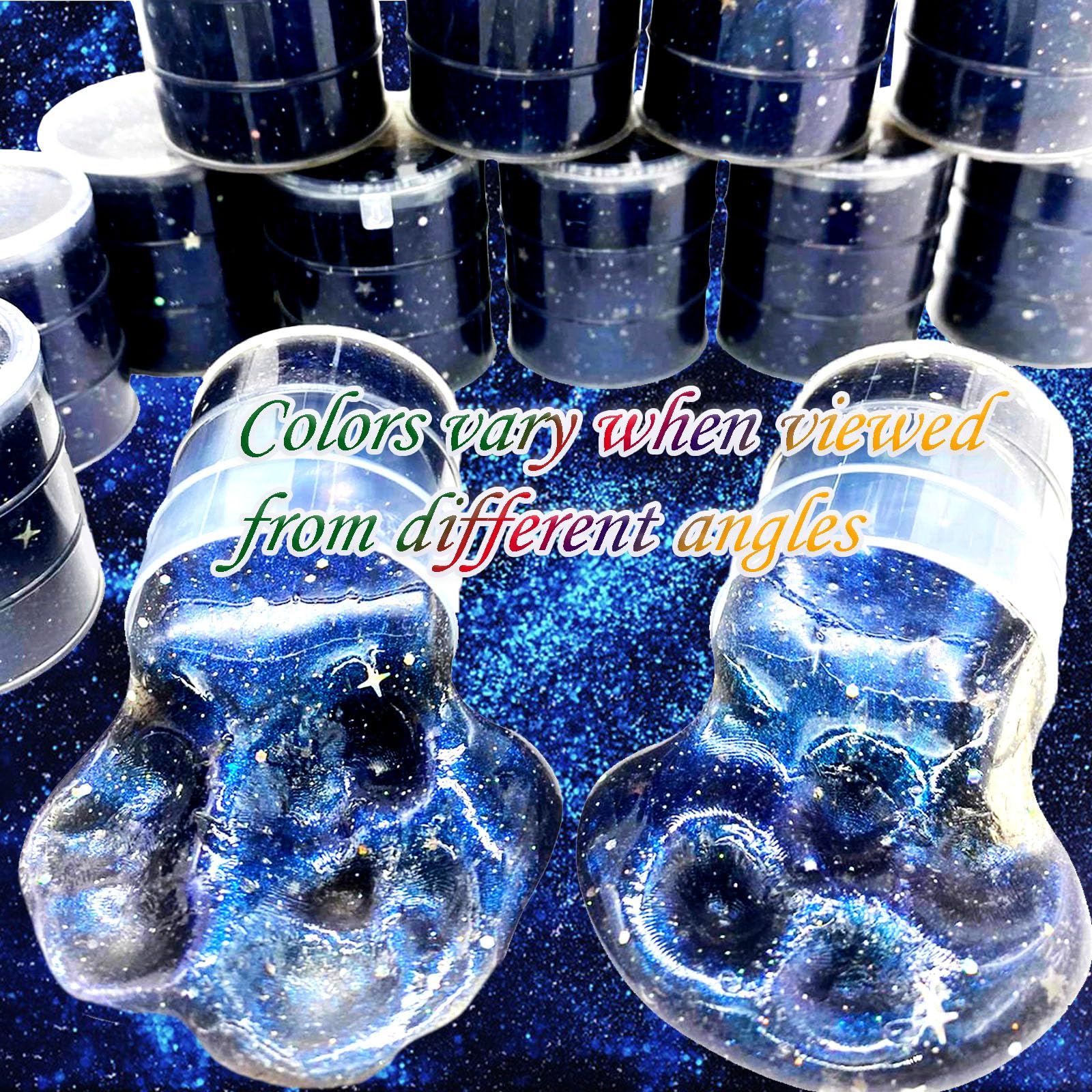 BVUEKEFT Galaxy Star Slime color-shift swirl, metallic hues for sensory exploration.
