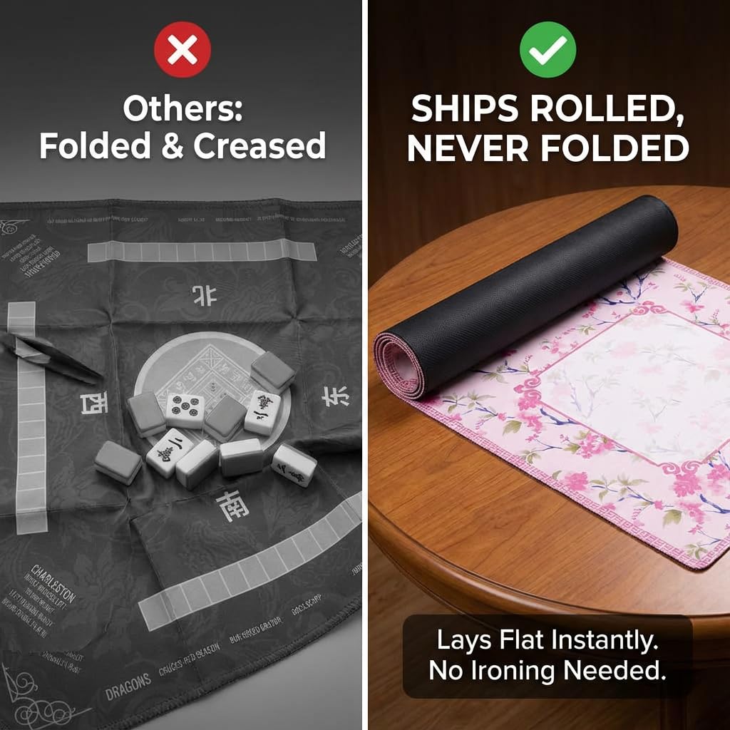 BVXVCB Mahjong mat pink neoprene texture reduces noise during play.