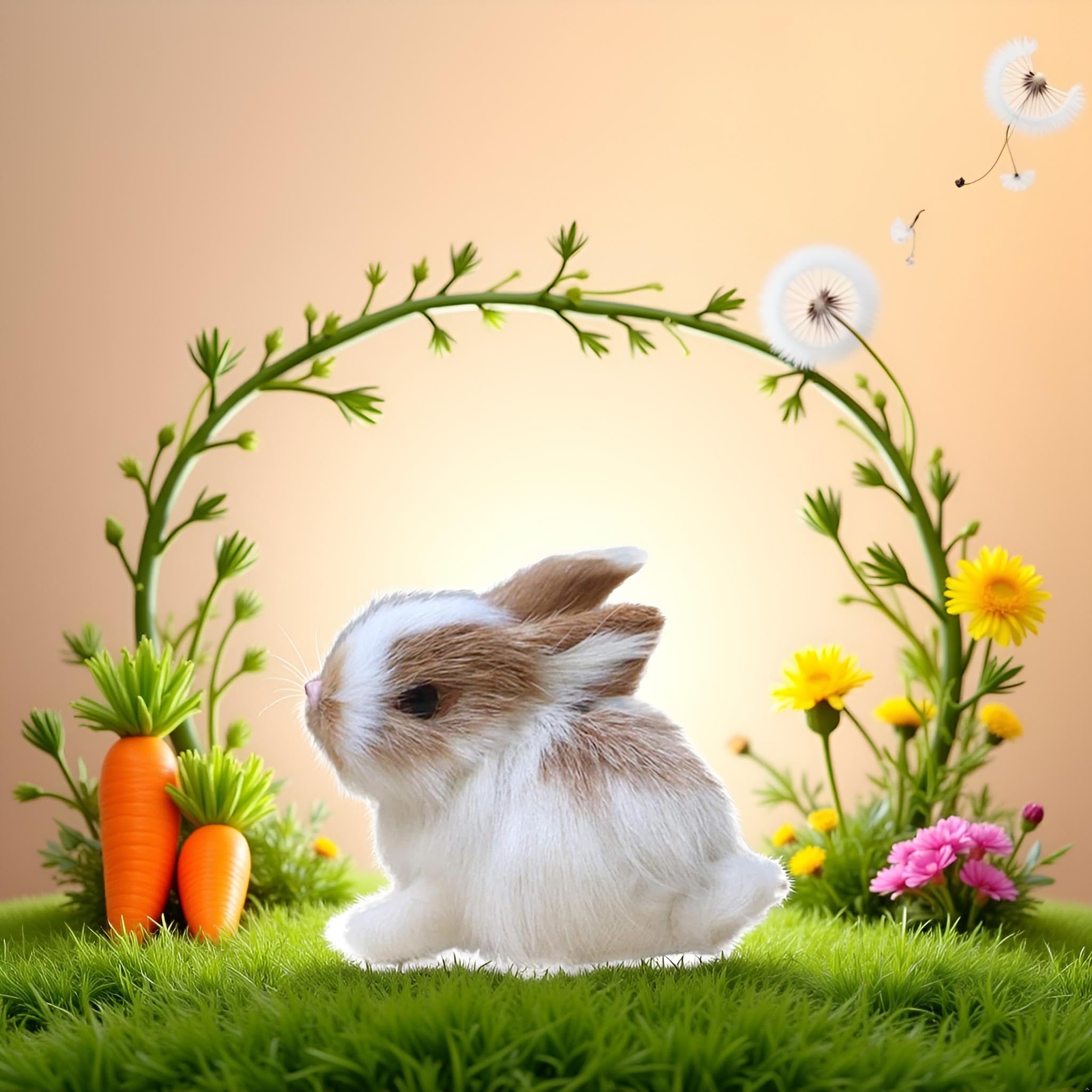 BWESOO white mini simulation rabbit photo prop enhances product photos