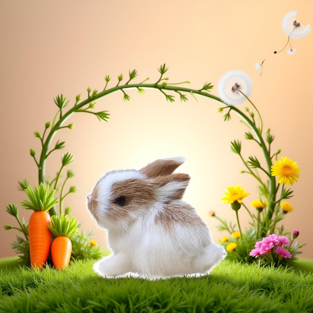 BWESOO white mini simulation rabbit photo prop enhances product photos