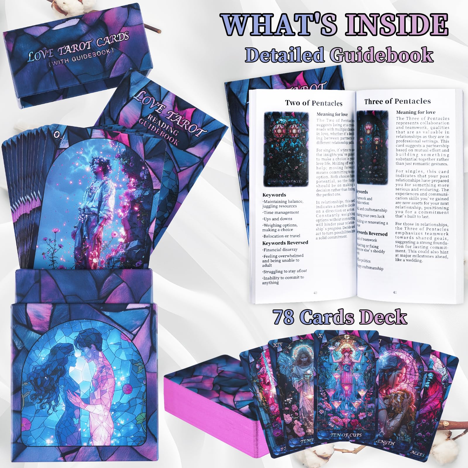 BWTY love tarot cards with guidebook for beginner-friendly love meanings
