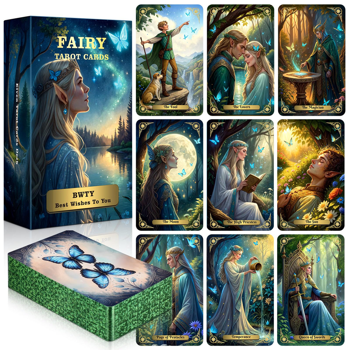 BWTY Best Wishes to You Fairy Tarot Cards cover art for beginners.