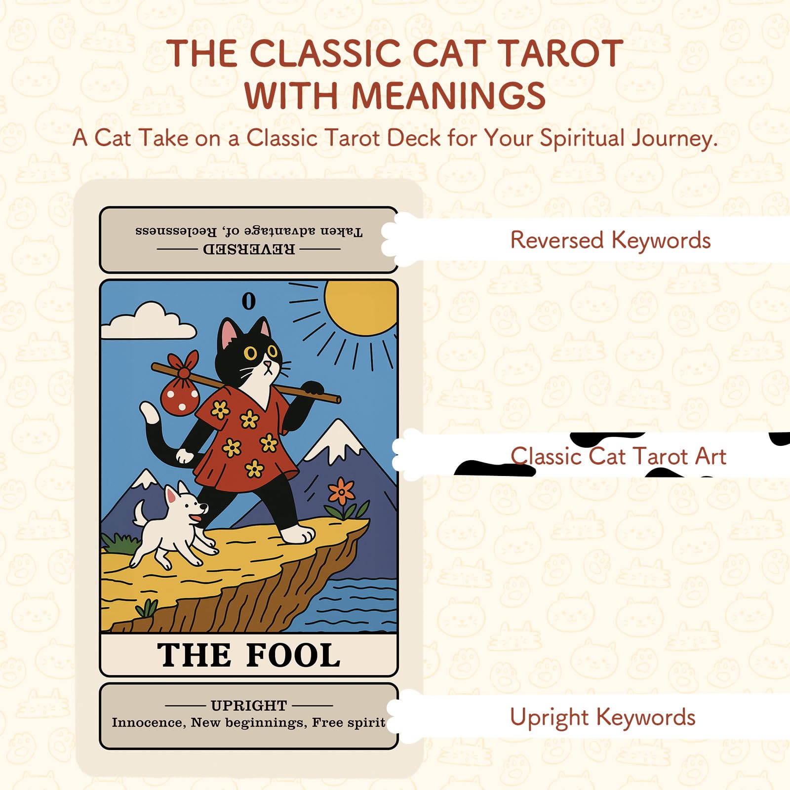 BWTY cat tarot art features whimsical felines to inspire reflective practice