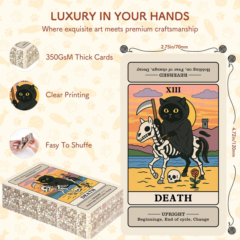 BWTY cat tarot standard-size cards are easy to handle and shuffle