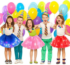Bybyseno children's tutu skirt with LED, rose color for lively classroom events.