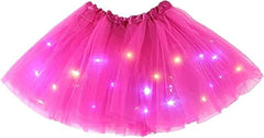 Bybyseno girl tutu LED skirt in rose, ideal for birthday parties and stage play.