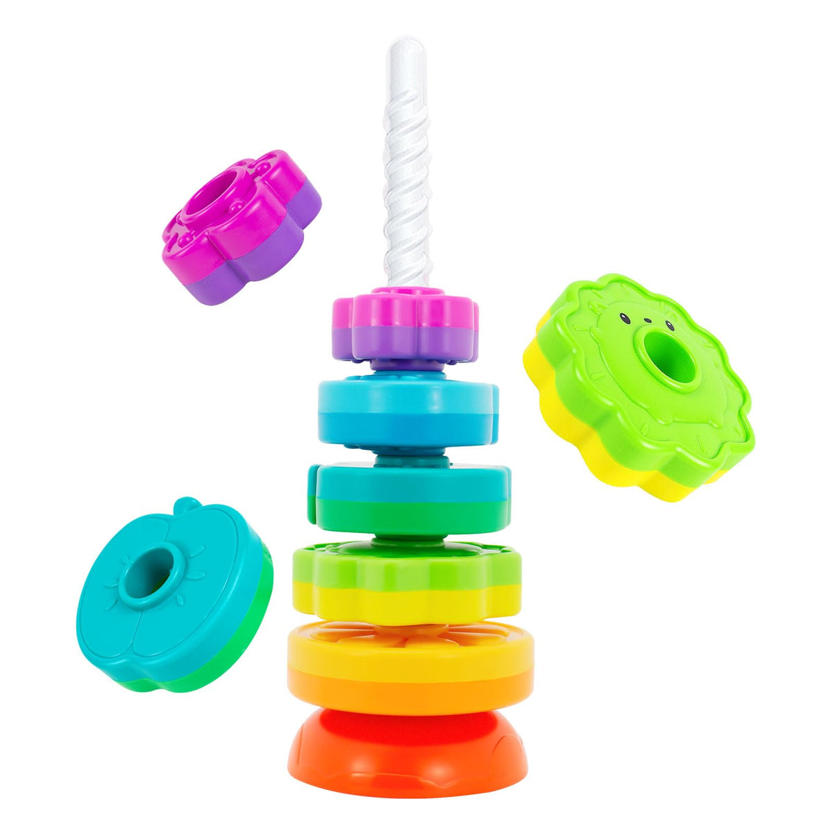 BYFWH spinning stacking toy wheel discs promotes hand-eye coordination and color recognition.