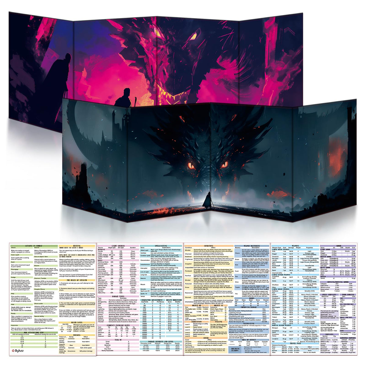 Byhoo DM screen with two immersive theme boards for campaign immersion