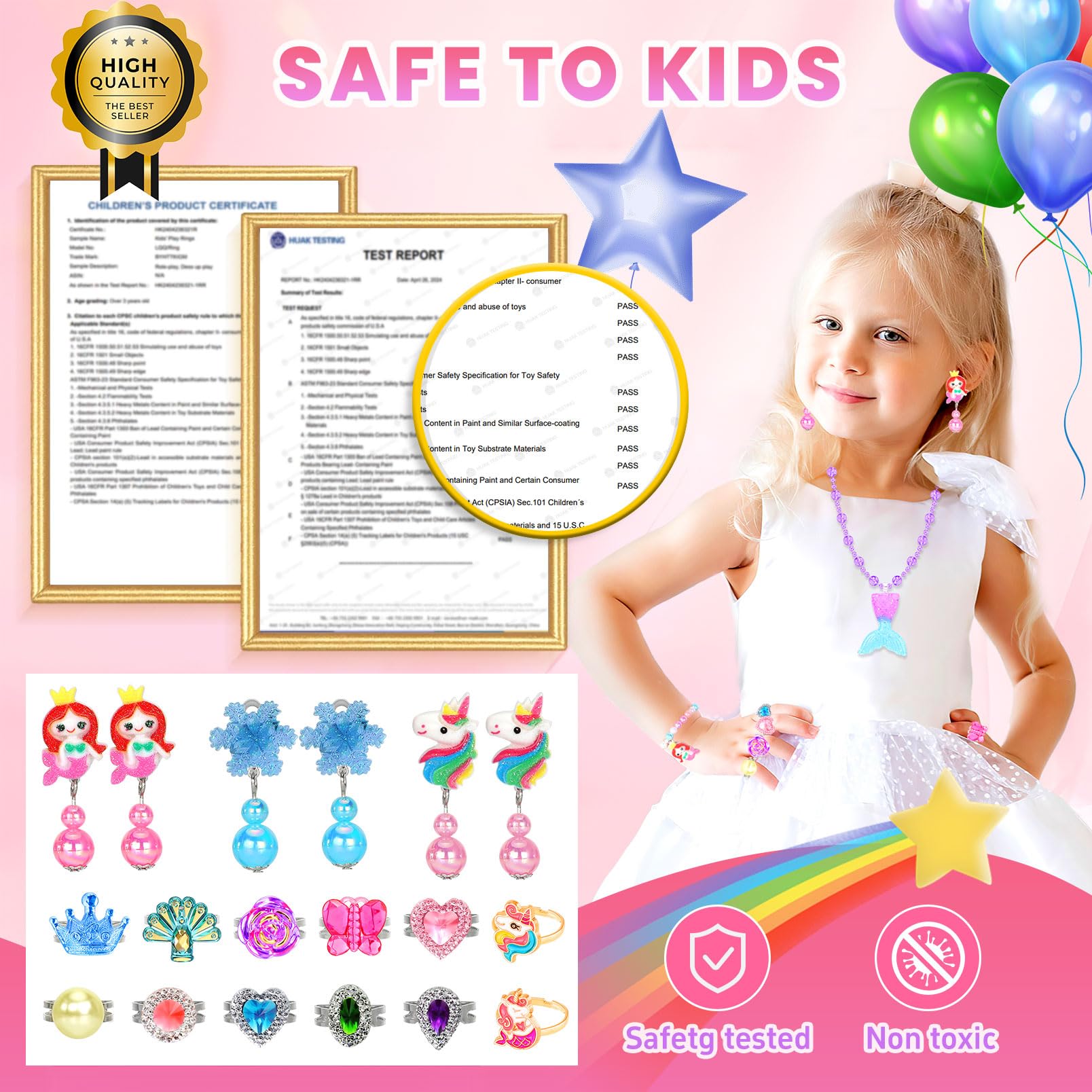 BYHTTKIGM 24-piece kids jewelry set for creative dress-up and imaginative play