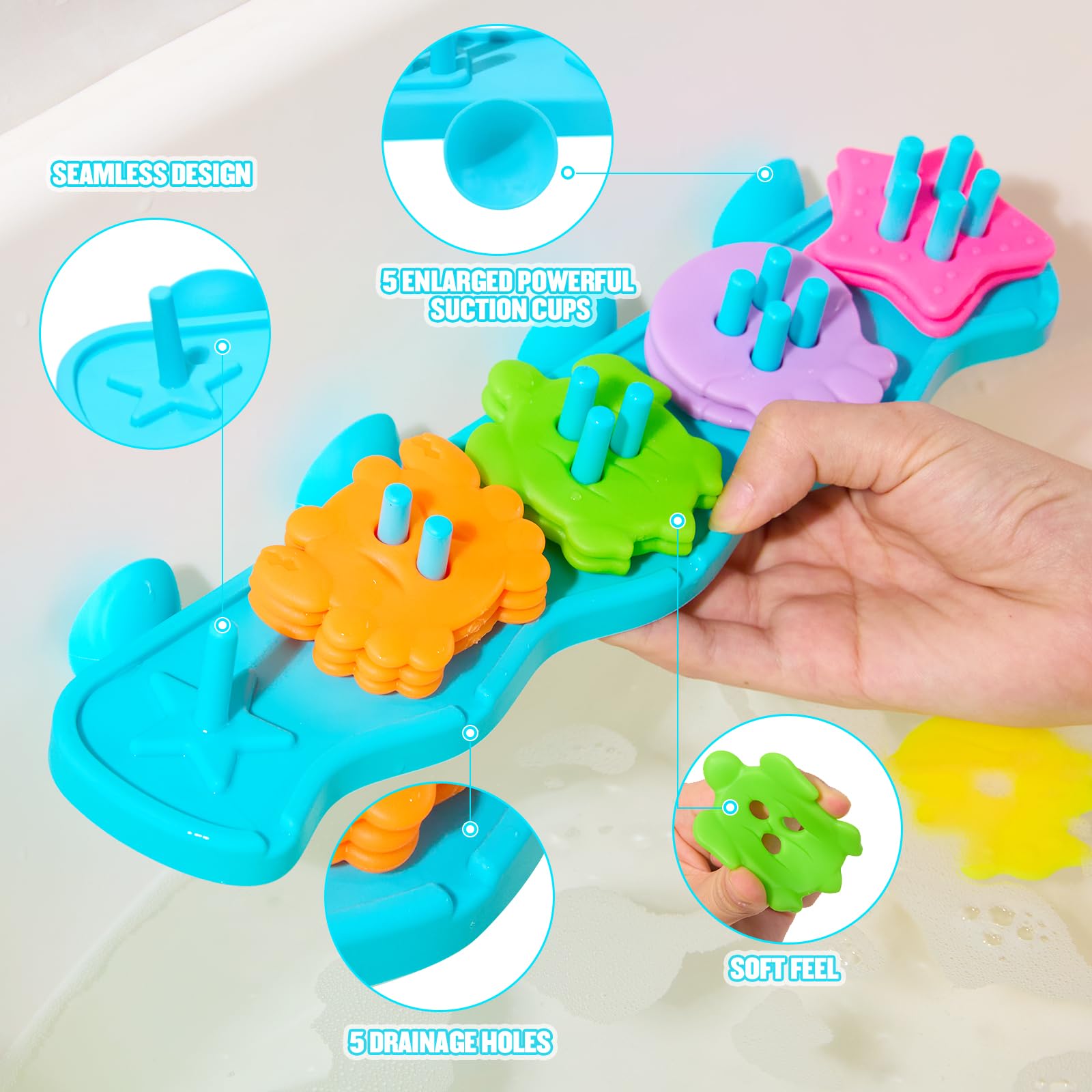 BYKASIST bath toys with mesh bag for quick drying and storage