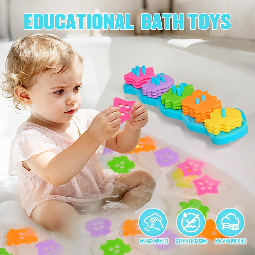 BYKASIST bath toys with strong suction tray for secure tub play