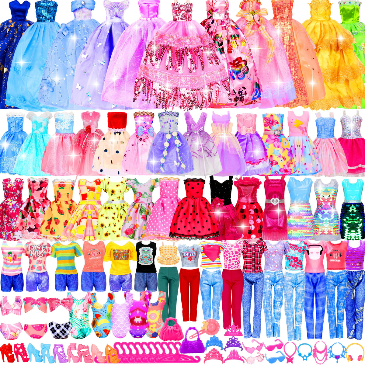 BYMORE princess gowns for 11–12 inch dolls, perfect for creative play