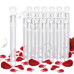 Bymugo 48-pack white heart bubble wands in wedding setup for photo moments.