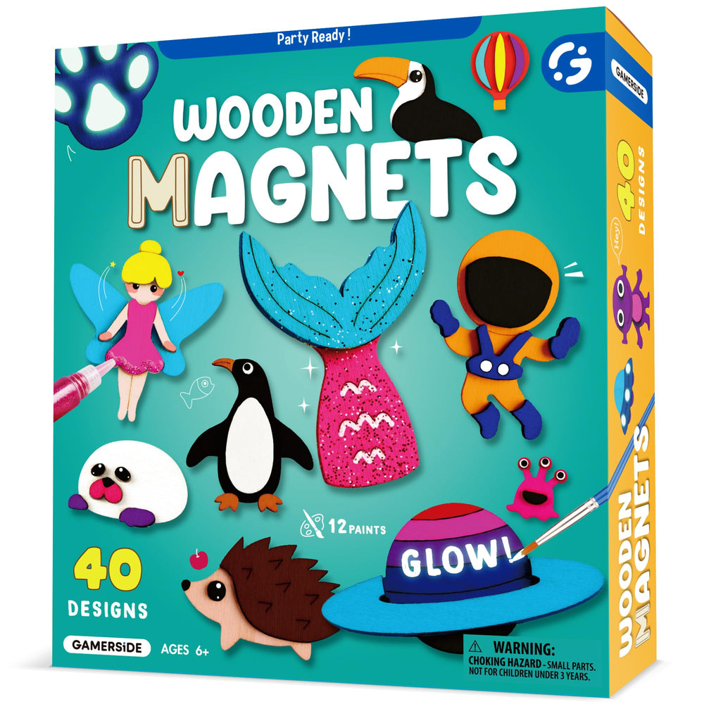 Byncceh Gamerside wood magnets set for creative fridge art with 40 pieces