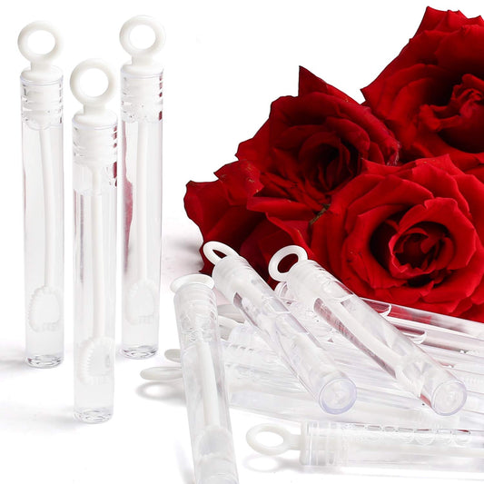 BYONEBYE 112-pack mini wedding bubble wand with white circle top for elegant party favors.