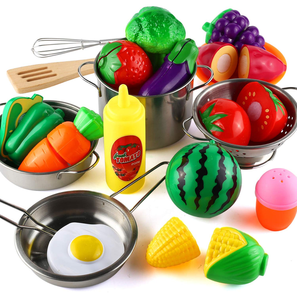 BYONEBYE cutting play food variety supports diverse kitchen role-play moments.