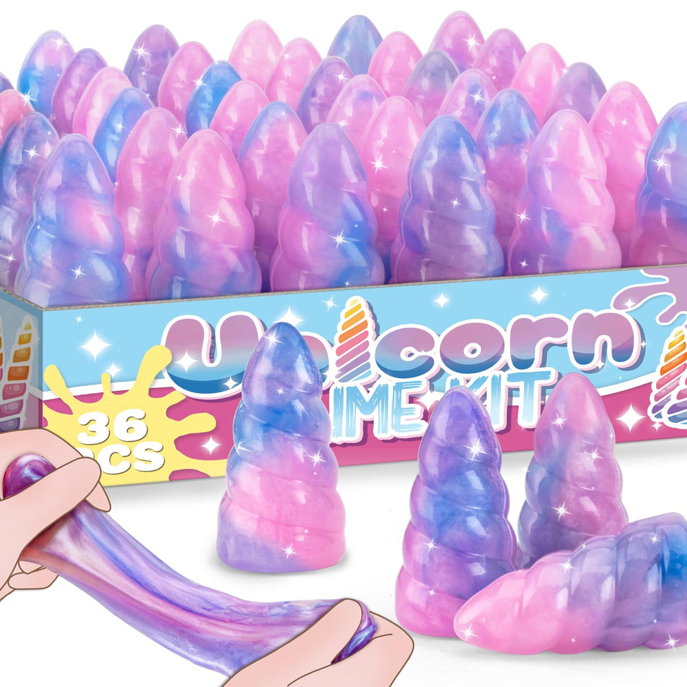BYONEBYE unicorn slime 36-pack contents for sensory play and party favors