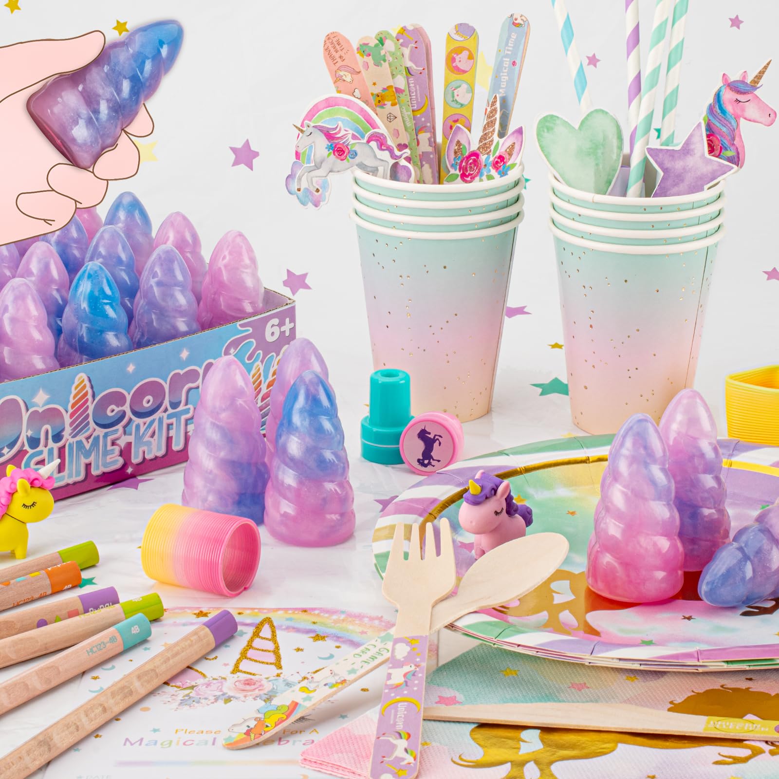 BYONEBYE unicorn slime easy to clean after playtime and reusable storage