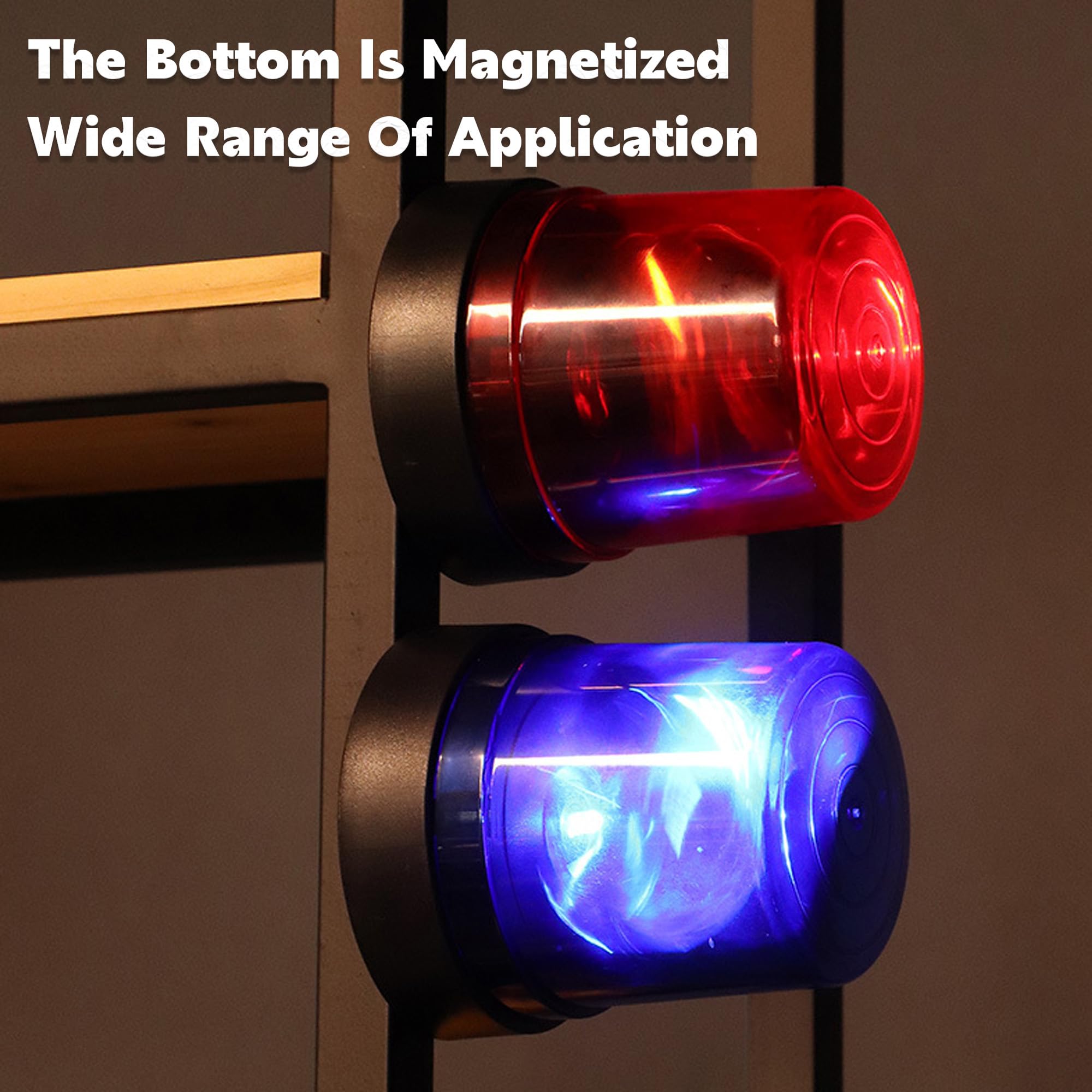 BYTEWAR police lights bottom magnet design for easy car roof placement.