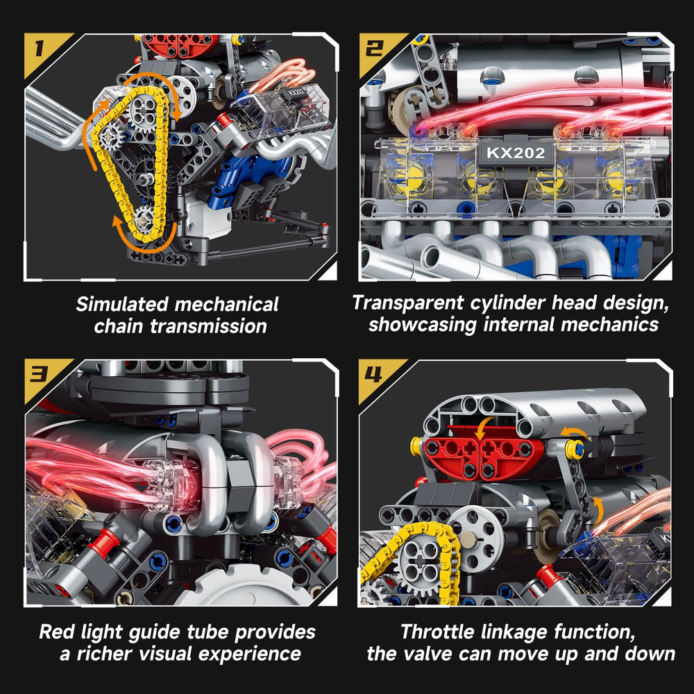 BYTLK V8 engine model transparent head exposes internal components for study