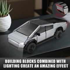 BYWBRICKIFY light-up car building set ready to display on desk or shelf