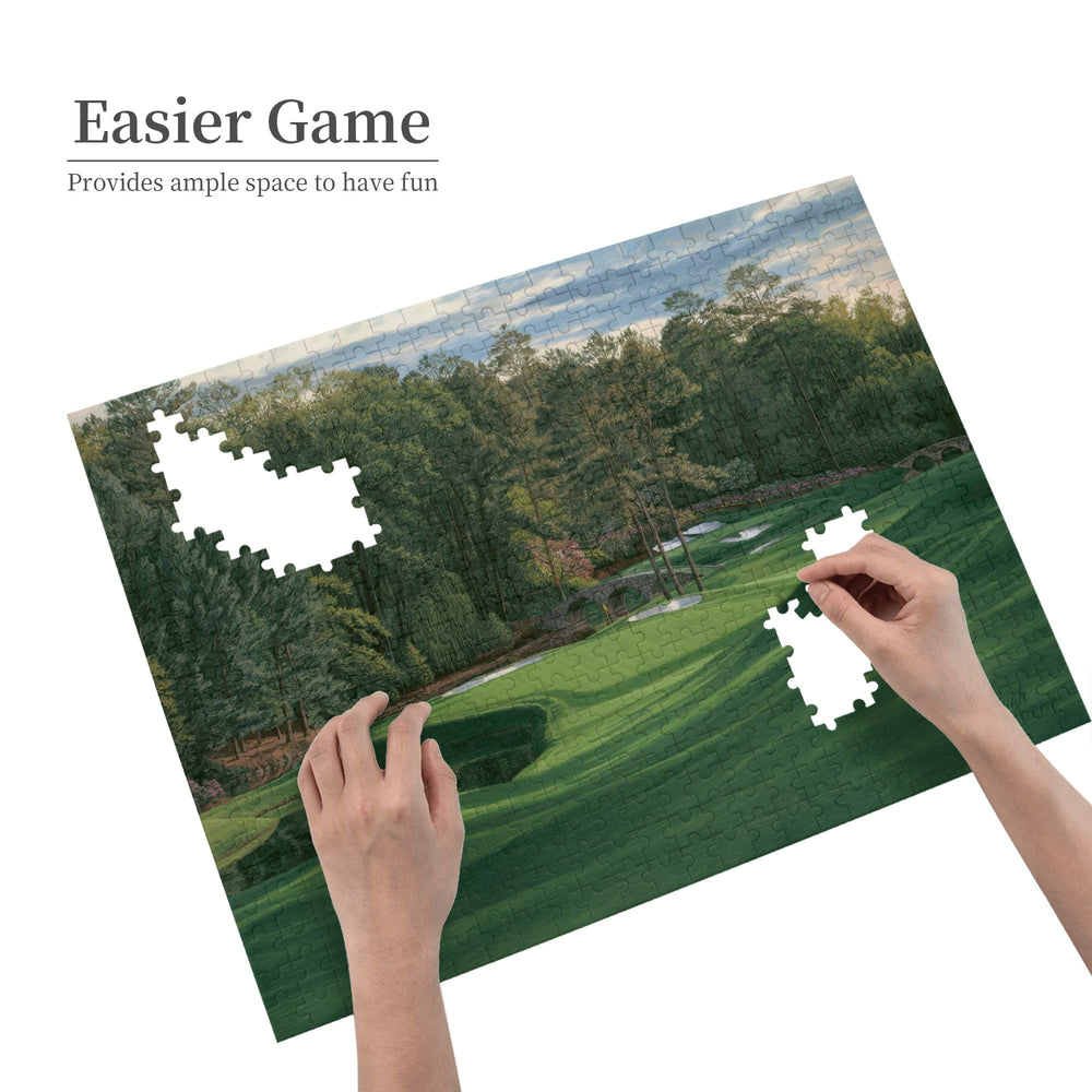 BzcjLyhbZ Augusta National Golf wooden puzzle piece close up with smooth edges