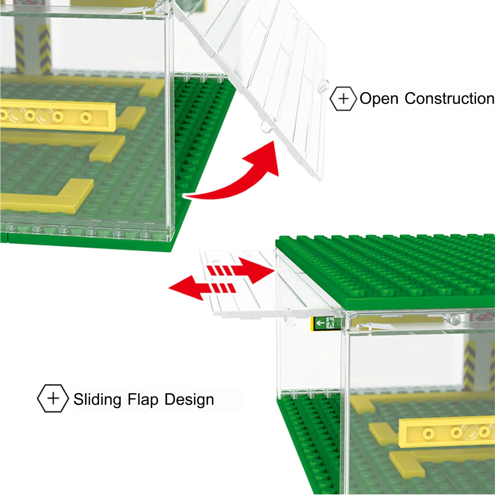 Cabeeskii movable doors and shelves enabling flexible display layouts.