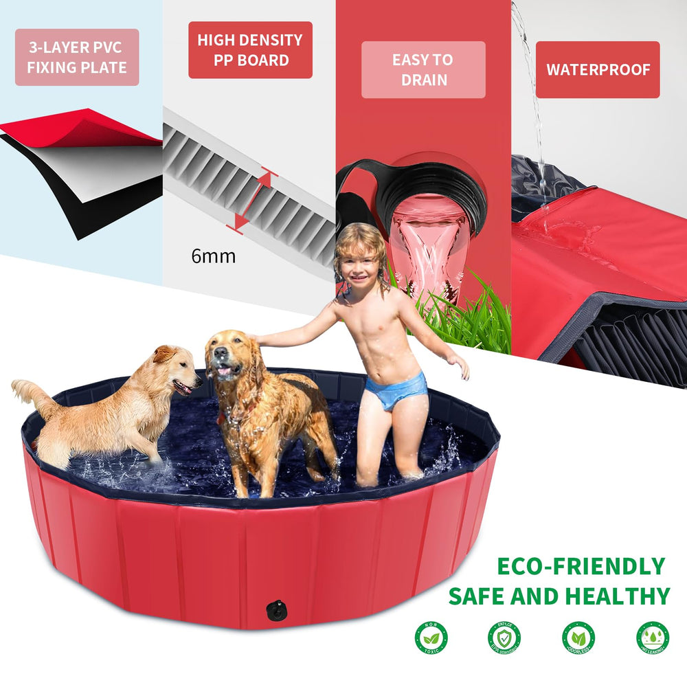 CACSPS foldable dog pool-backyard-use captures easy setup for garden outings.