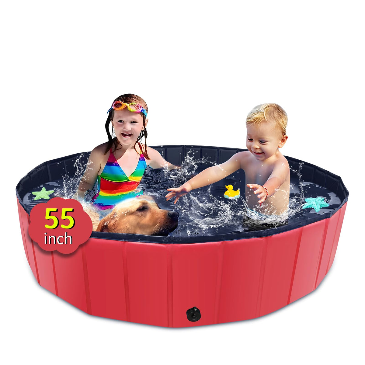 CACSPS foldable dog pool open shows portable setup for outdoor cooling.