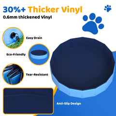 CACSPS foldable blue dog pool with anti-slip bottom, safer outdoor play.
