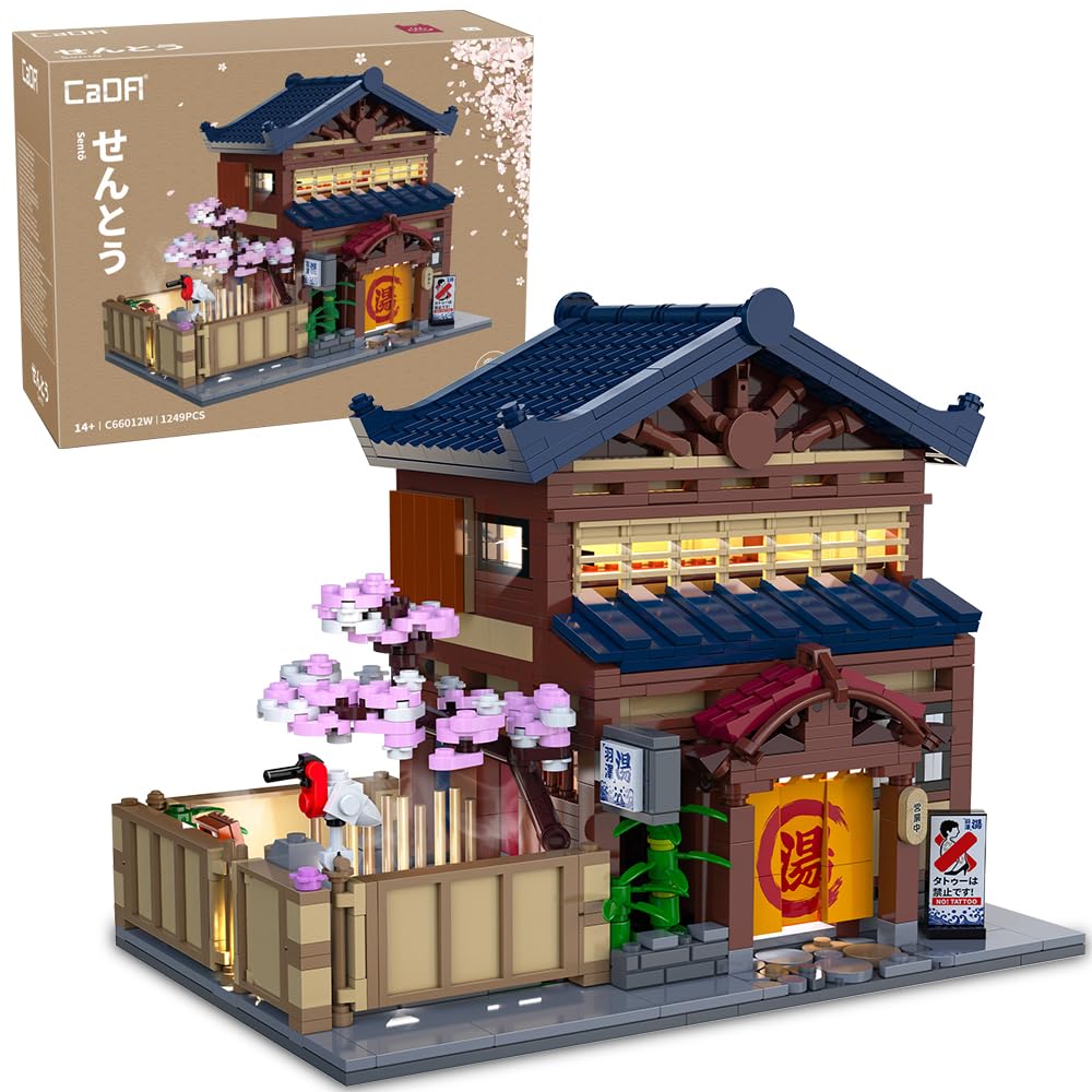 CaDA C66012W Japanese hot spring hotel model with LED lighting for cozy display