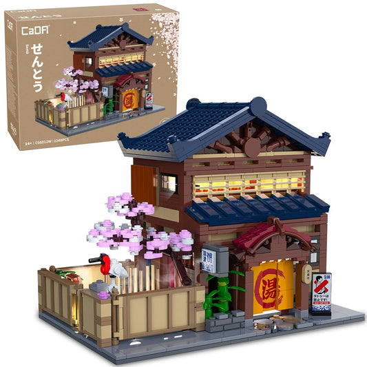CaDA C66012W Japanese hot spring hotel model with LED lighting for cozy display