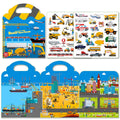 Cafalibe reusable sticker book front cover with vehicle art for kids.