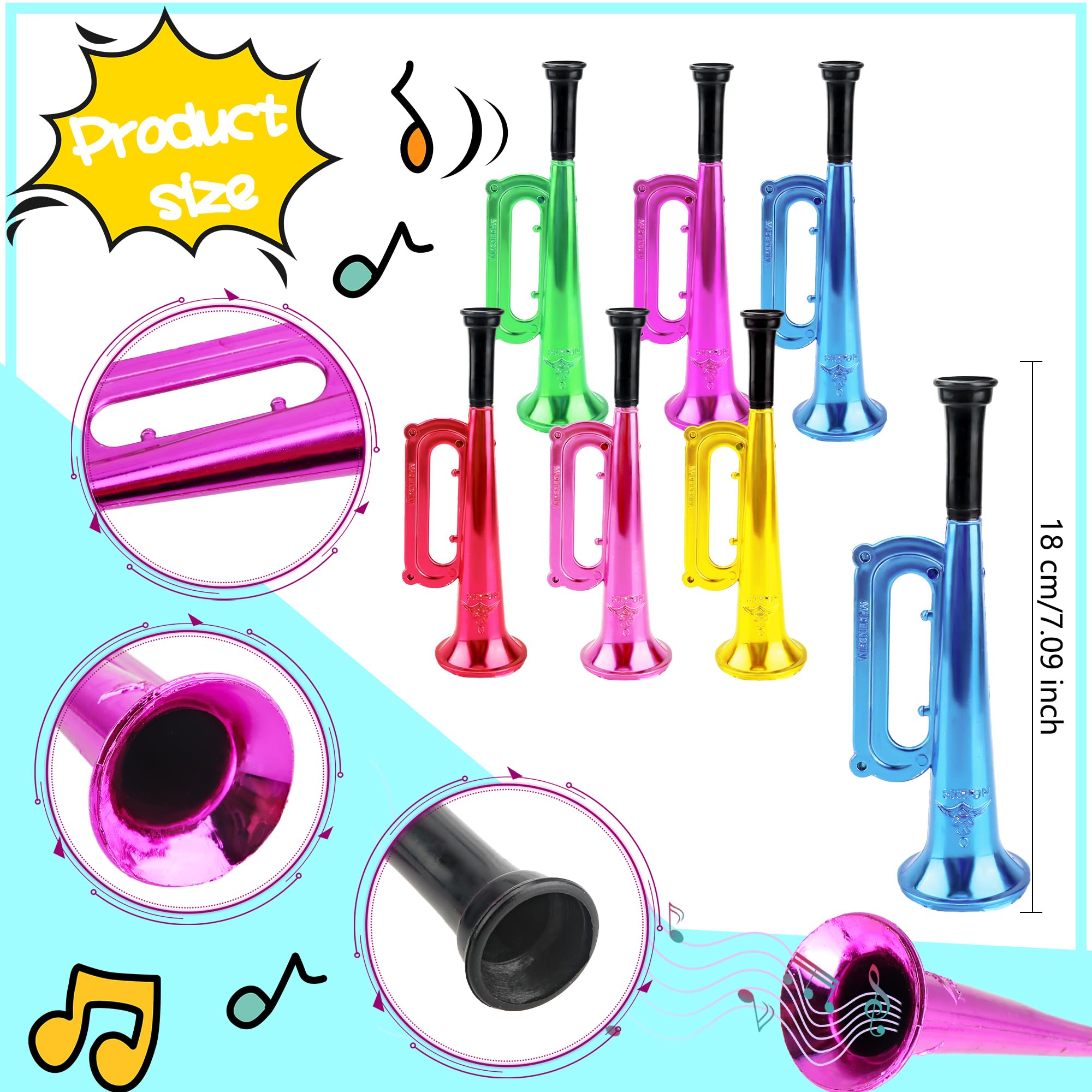 Cagemoga 18-pack kid trumpet rose-red adds vibrant color for parties