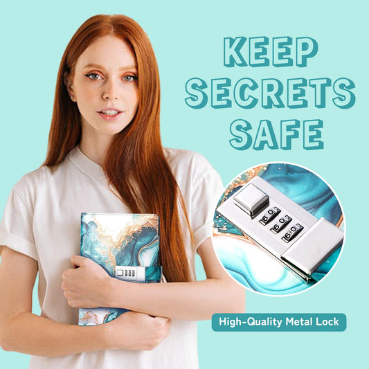 CAGIE diary with lock green side view highlighting privacy in bags.