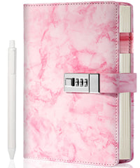 CAGIE Marble Diary with Lock pink cover close-up for privacy