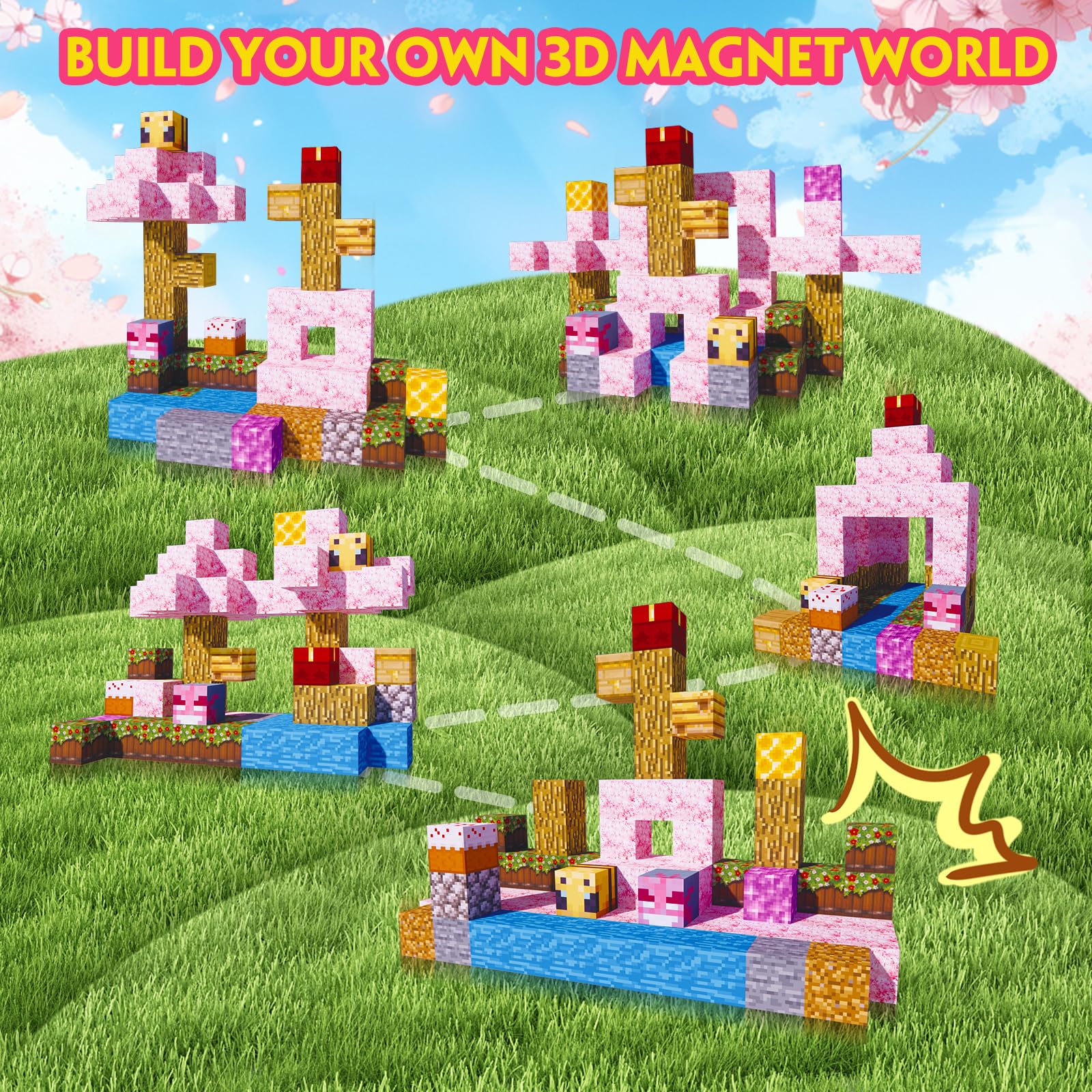 Cagwulle idea booklet and storage bag help guide play and keep pieces tidy.