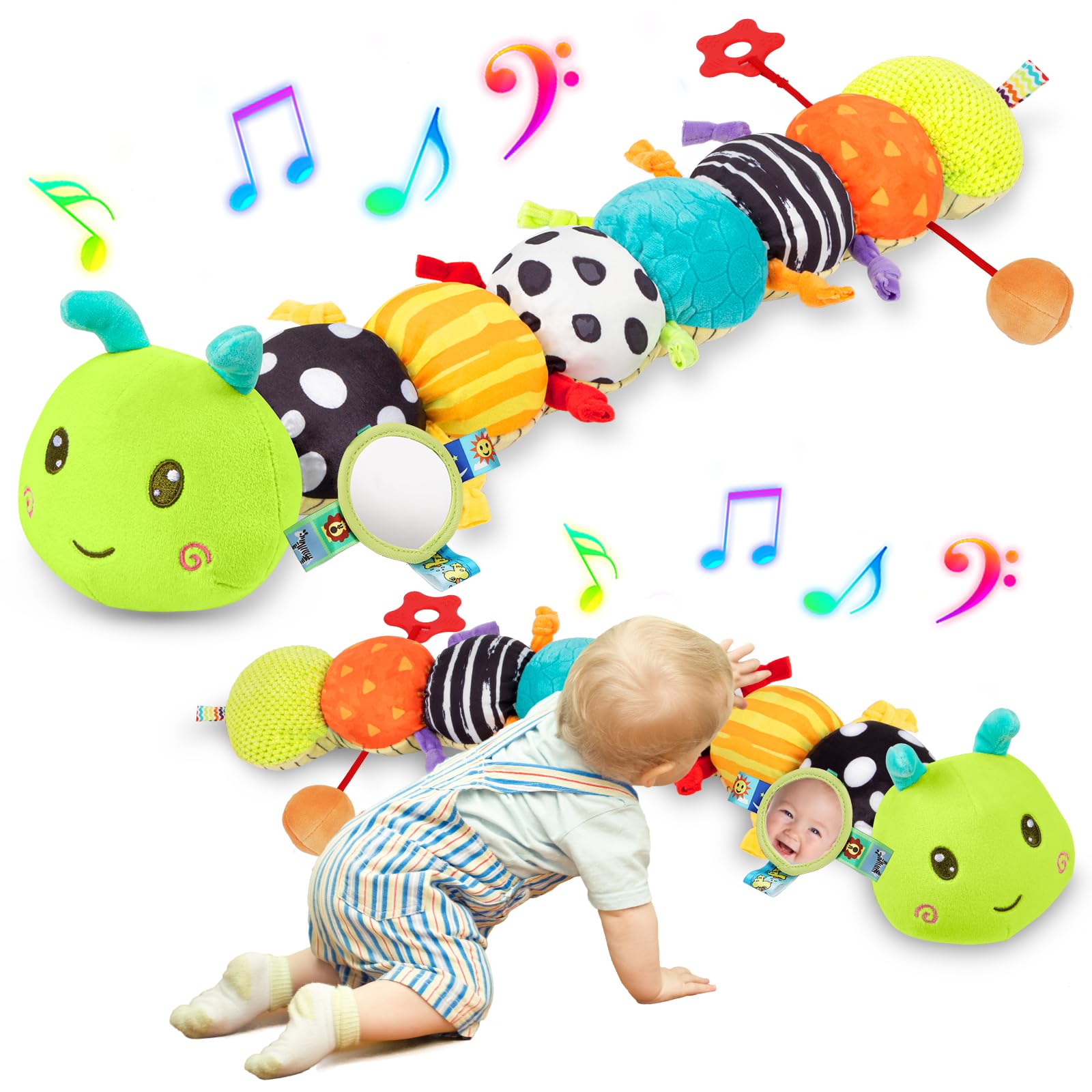 CAHILON baby sensory caterpillar toy with music supports early auditory exploration.