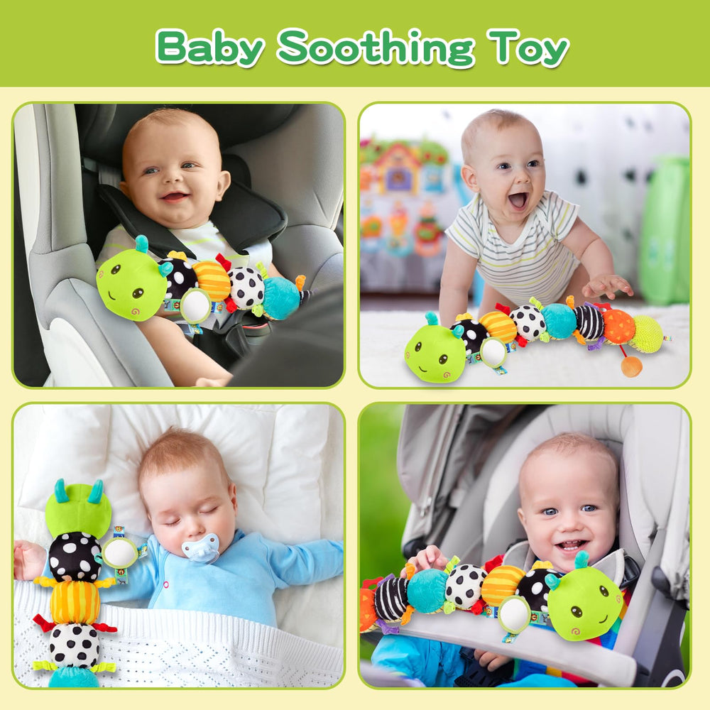 CAHILON teether-friendly caterpillar offers safe teething moments.