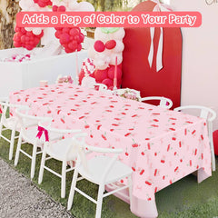 Caisehabu cherry bows design tablecloth shows playful accents for party decor.