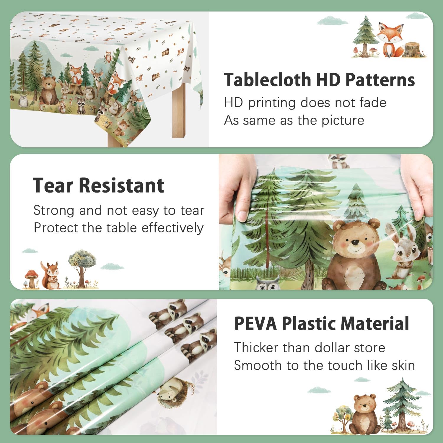 Caisehabu easy-cleanup tablecloth suitable for woodland celebrations