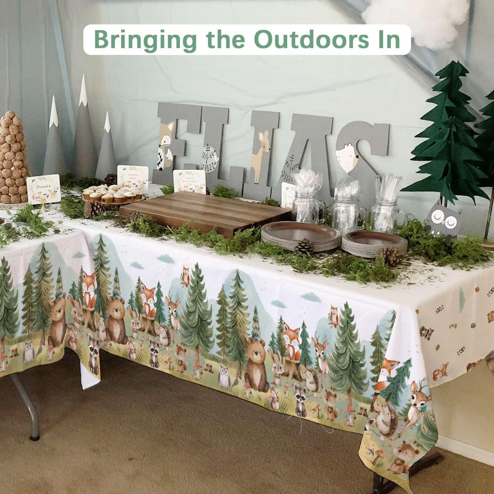 Caisehabu PEVA waterproof tablecloth for forest-themed events and spills