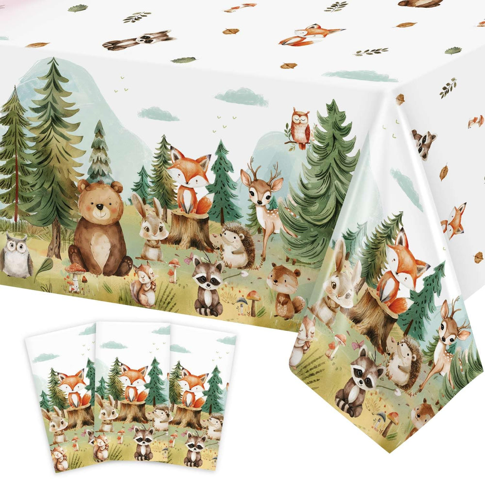 Caisehabu woodland baby shower tablecloth 3pc set for elegant table setups