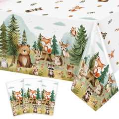 Caisehabu woodland baby shower tablecloth 3pc set for elegant table setups