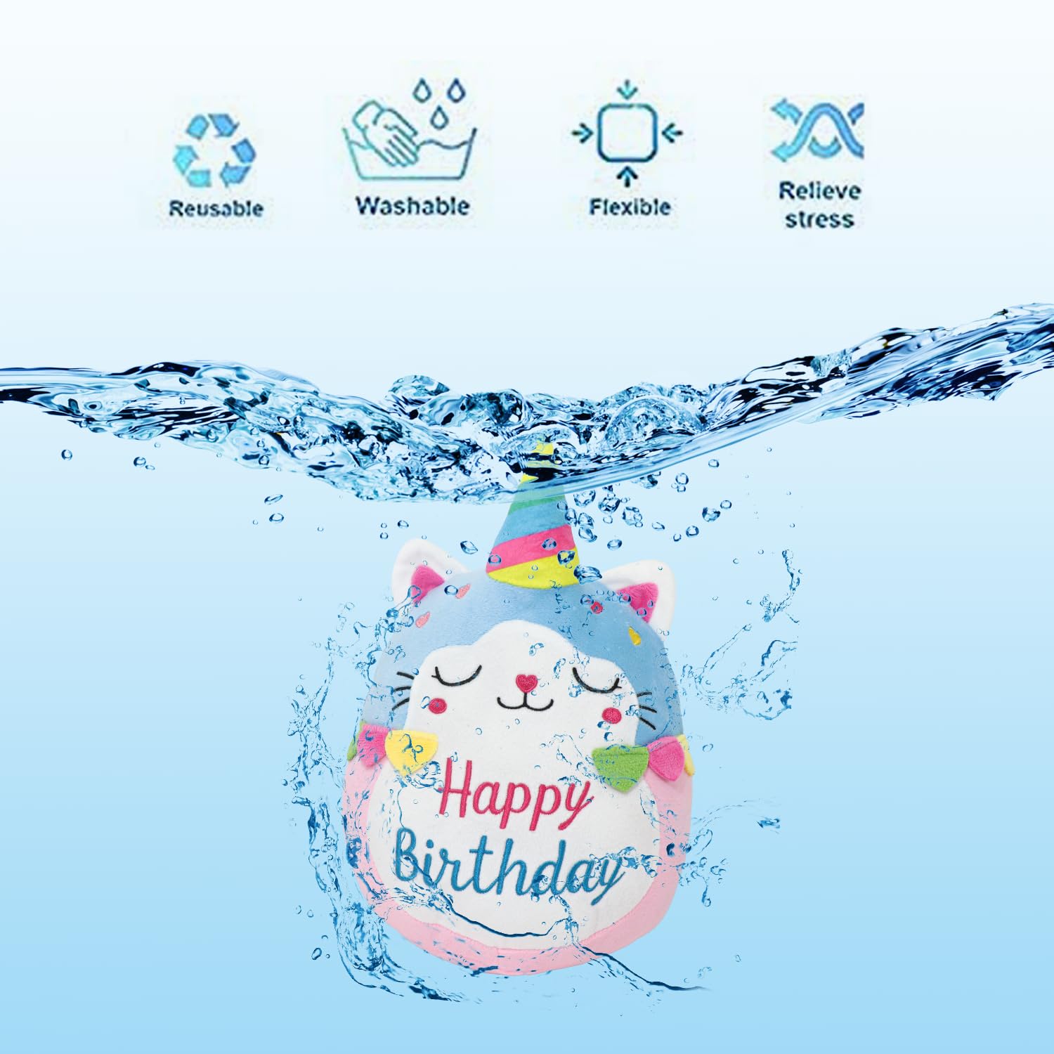 CAIYUEGG birthday-sign plush—bright decor for celebrations.