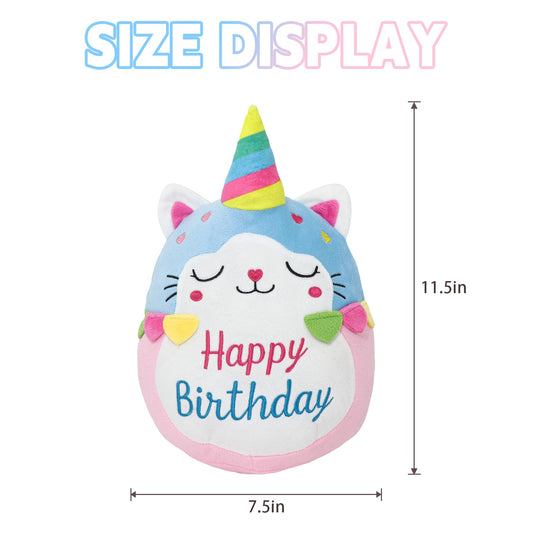 CAIYUEGG pink cat plush—perfect birthday gift for kids.