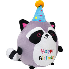 CAIYUEGG raccoon plush closeup face, highlighting soft fur